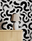 Black and White Brushstroke Wallpaper