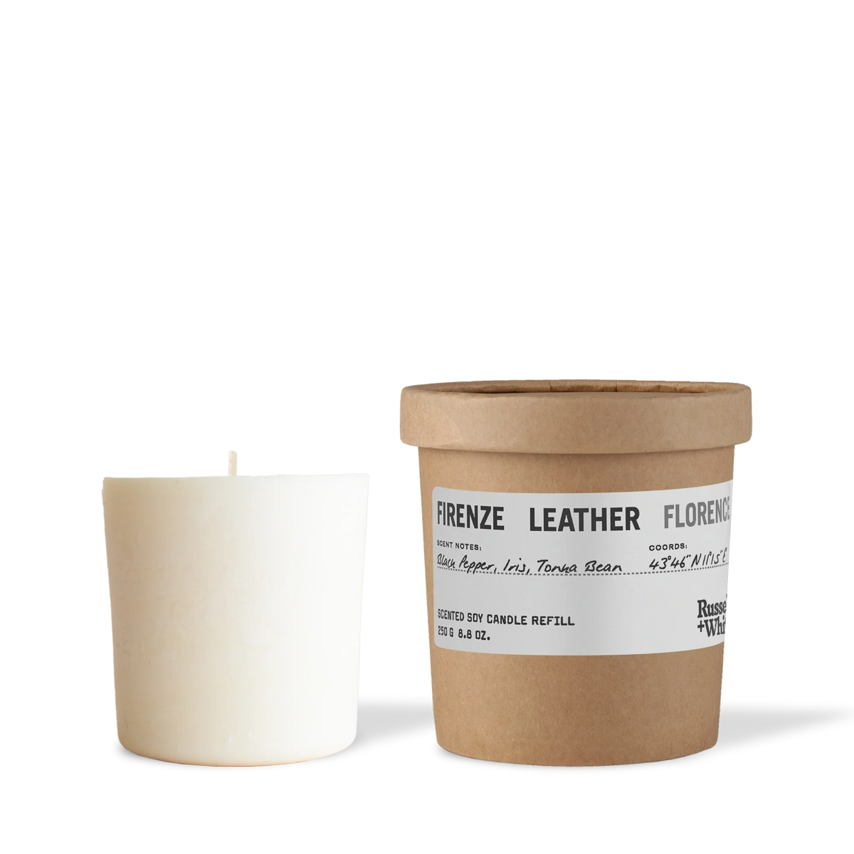 Firenze Leather 250g Scented Soy Candle Refill