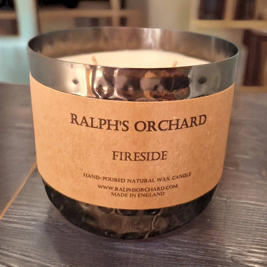 Luxury fireside scented candle with rich molasses, black treacle, roasted chestnut, spicy clove, benzoin resin, and warm leather notes by Ralph's Orchard at brixbailey.com