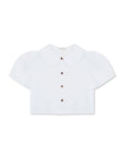 Frances Linen Cropped Blouse  - White