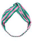 Dottie Silk Headband in Flamingo Stripe