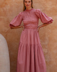 Florence Smocked Linen Midi Dress