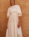 Florence Smocked Linen Midi Dress