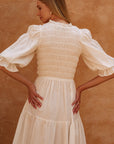 Florence Smocked Linen Midi Dress
