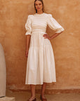 Florence Smocked Linen Midi Dress