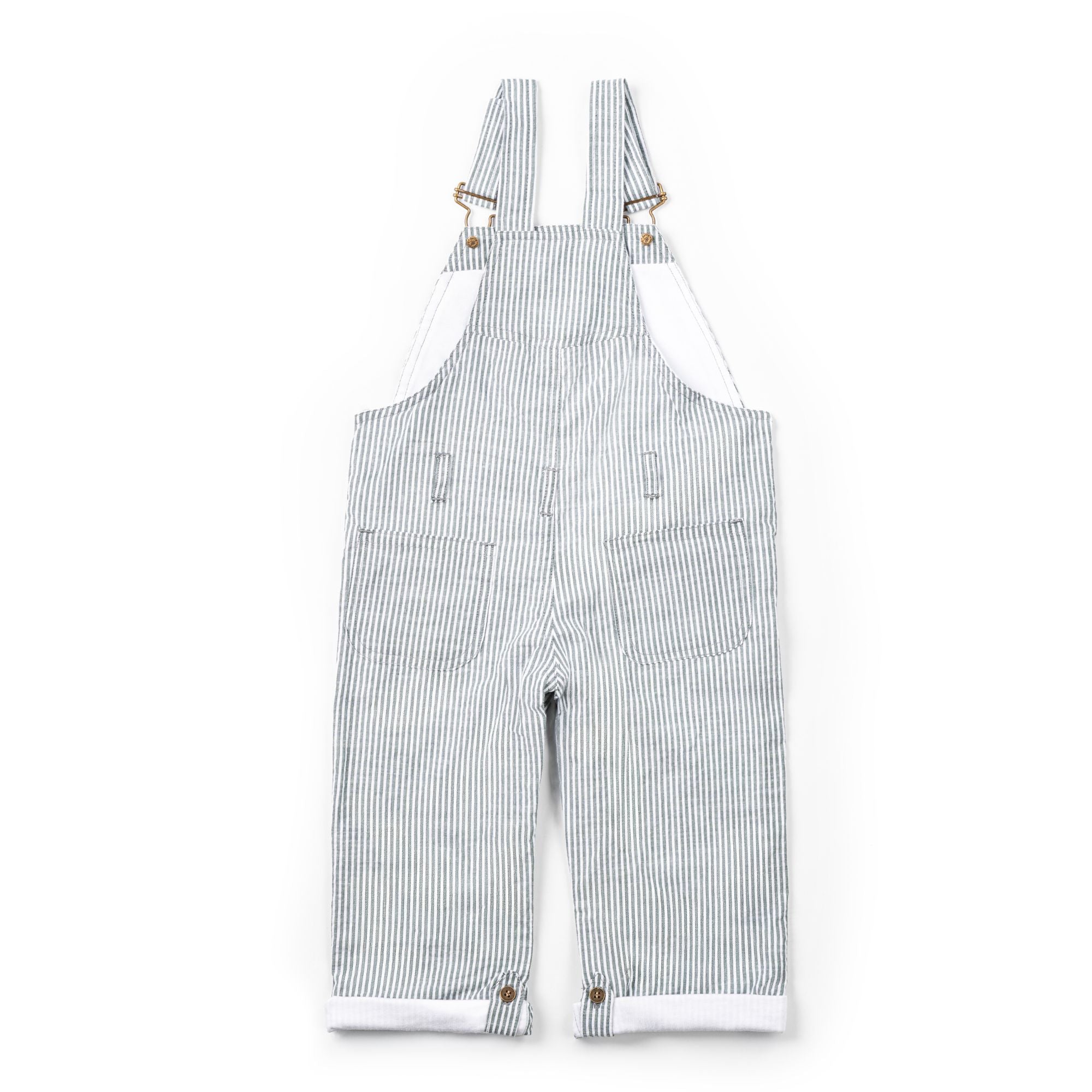 Forest Green Seersucker Dungarees