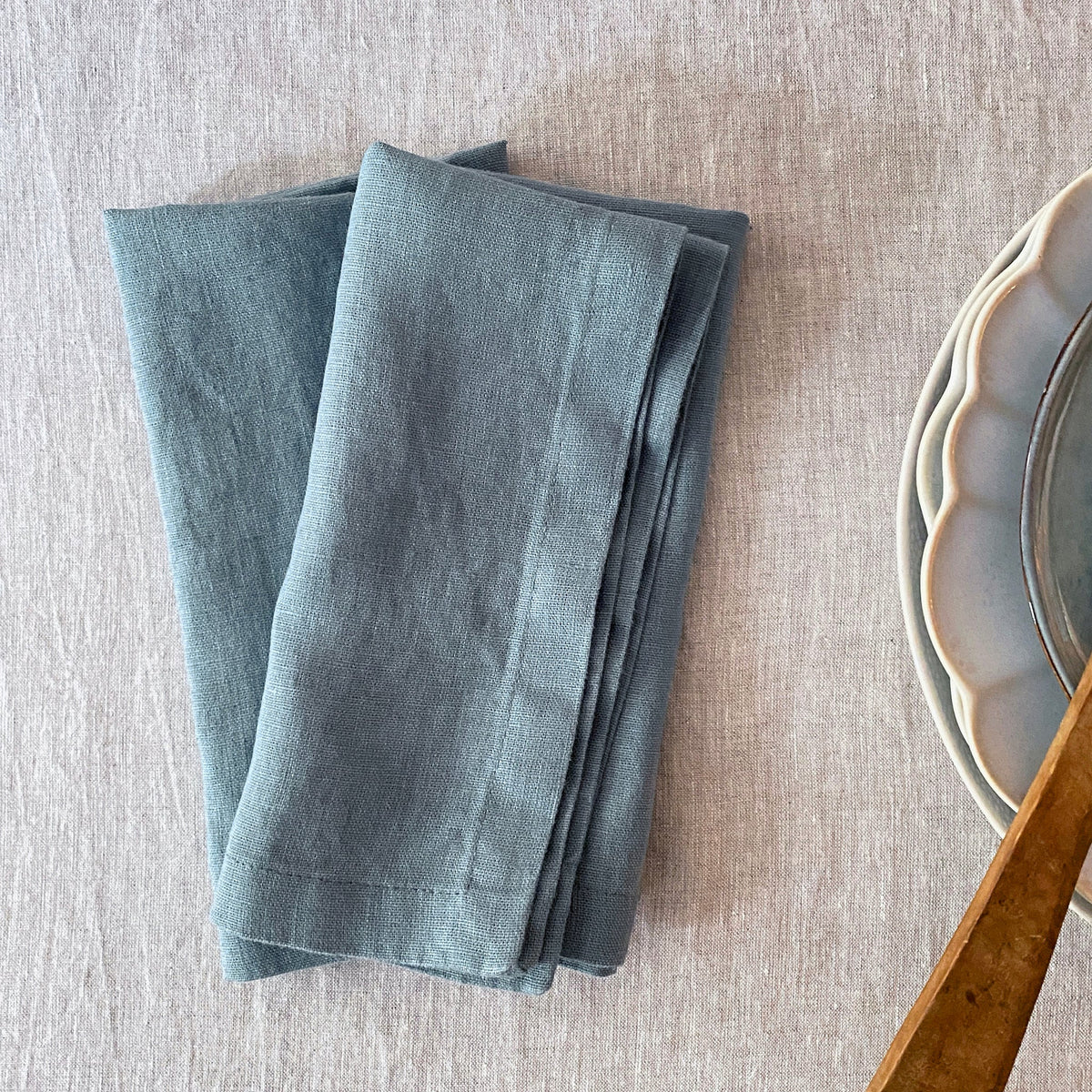 French Blue Linen Napkins - 45 x 45cm, pack of 2