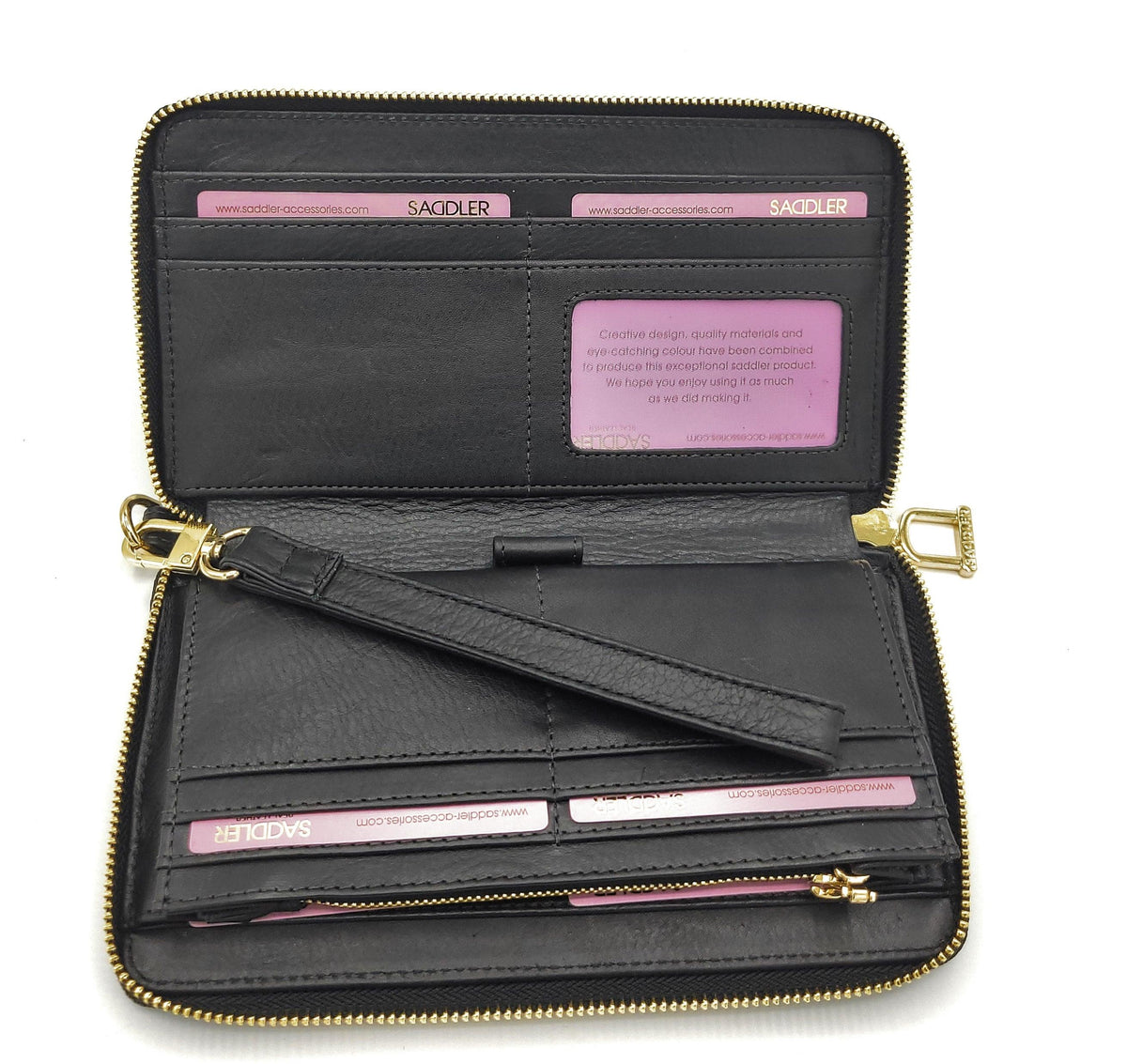 SADDLER FREYA Real Leather Designer RFID Purse &amp; Phone Holder with Strap | Gift Boxed