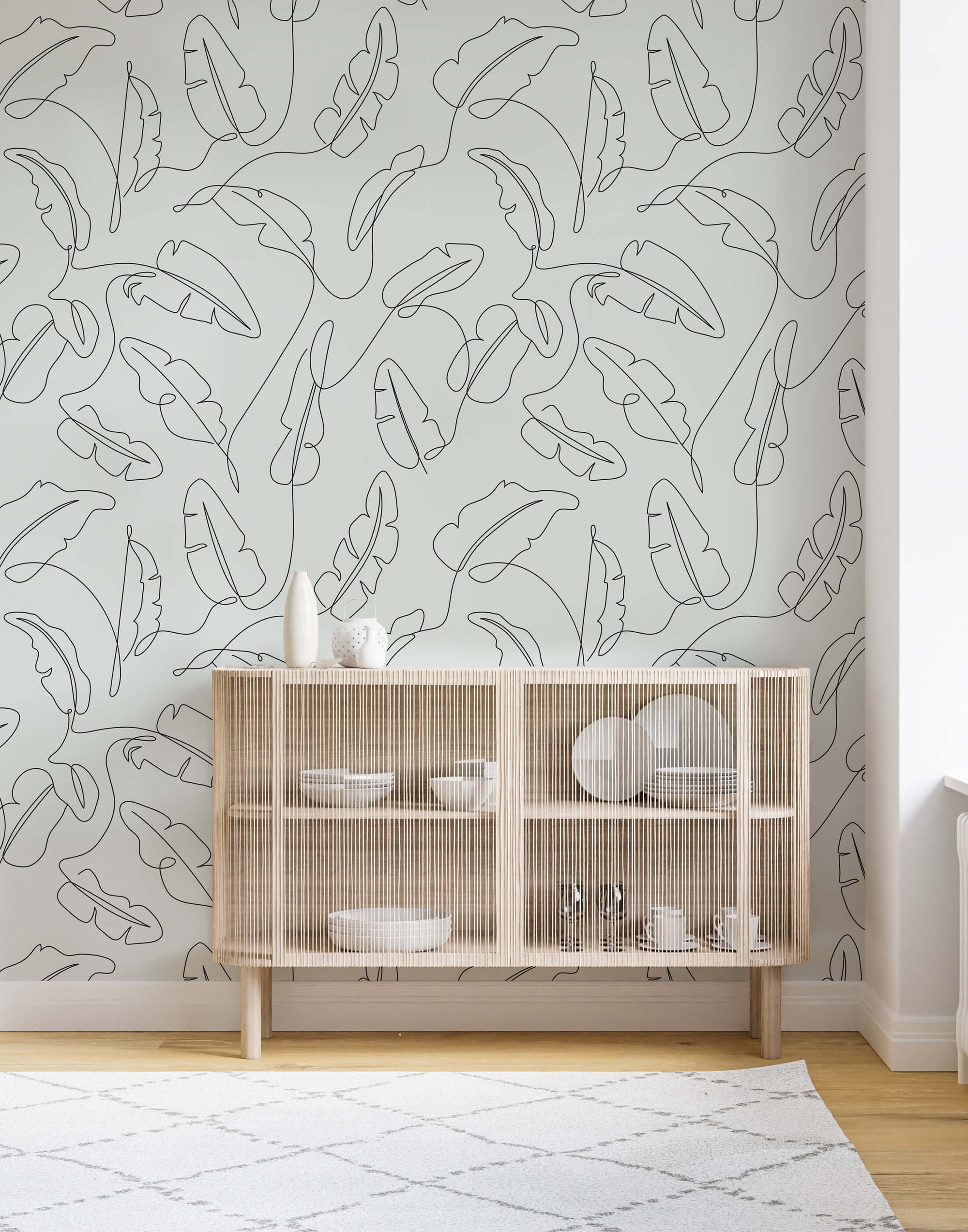 Freya Minimalist Tropical Leaf Wallpaper