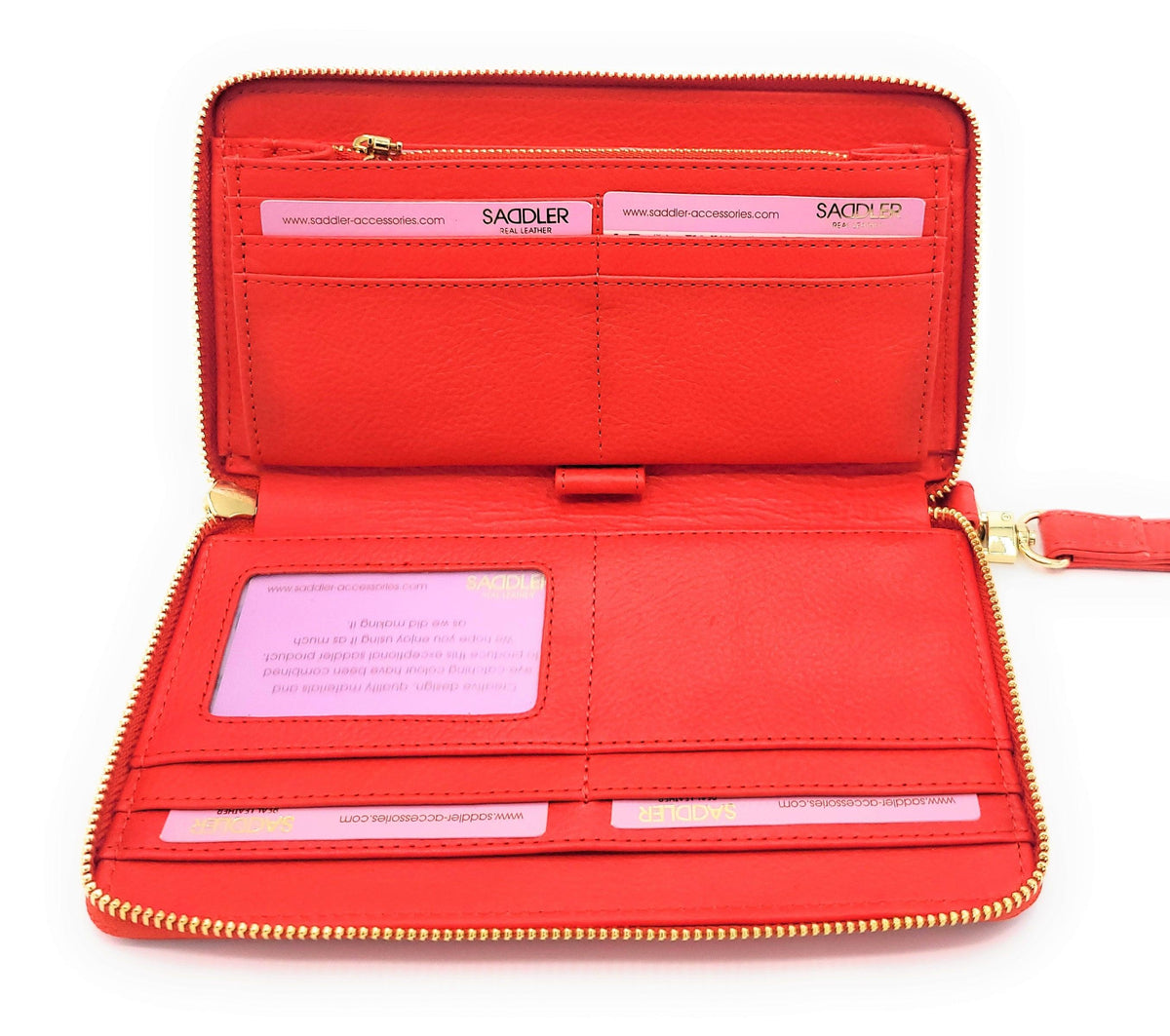 SADDLER FREYA Real Leather Designer RFID Purse &amp; Phone Holder with Strap | Gift Boxed