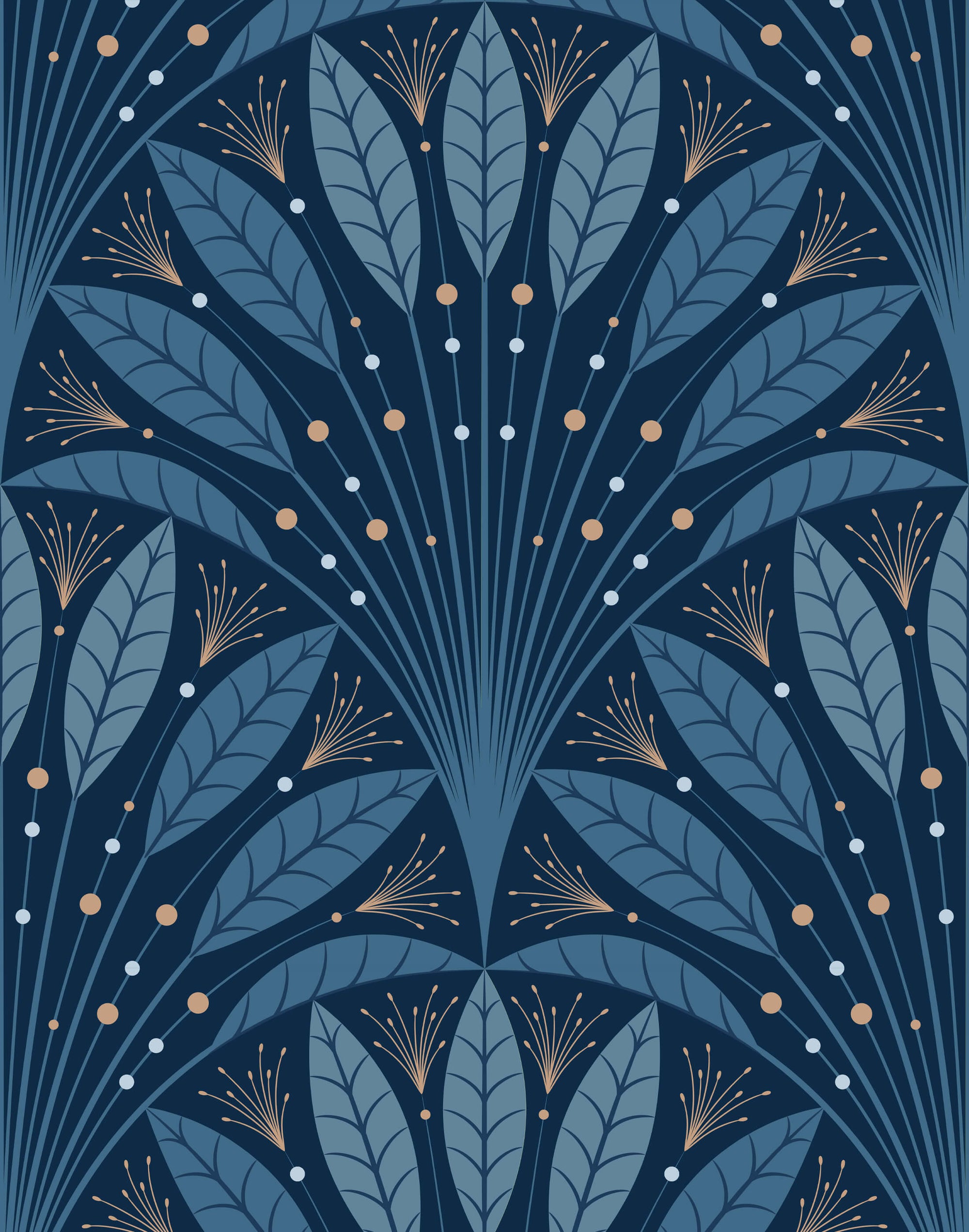 Frond Art Deco Wallpaper in Rich Jewel Tones