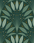 Frond Art Deco Wallpaper in Rich Jewel Tones