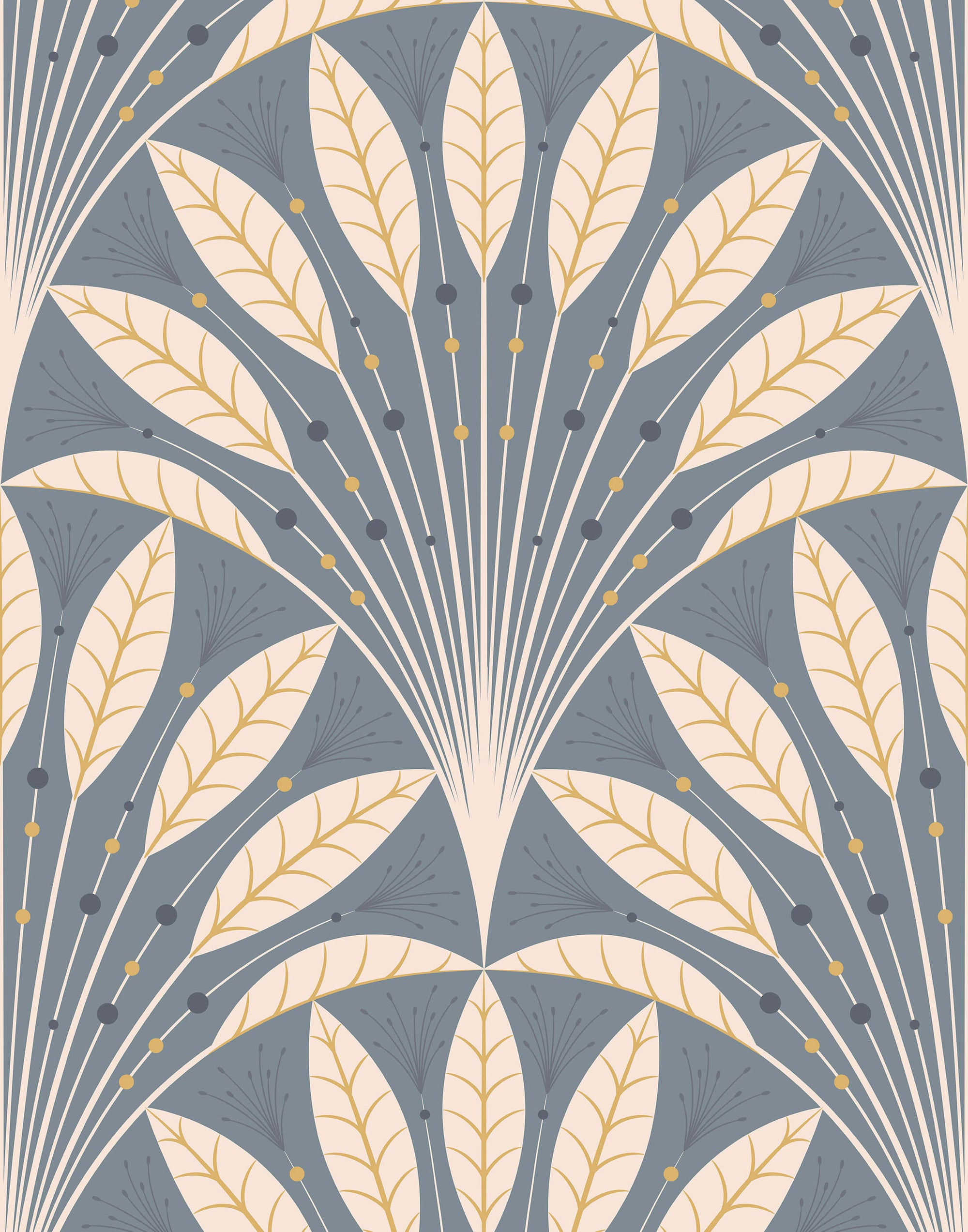 Frond Art Deco Wallpaper in Rich Jewel Tones