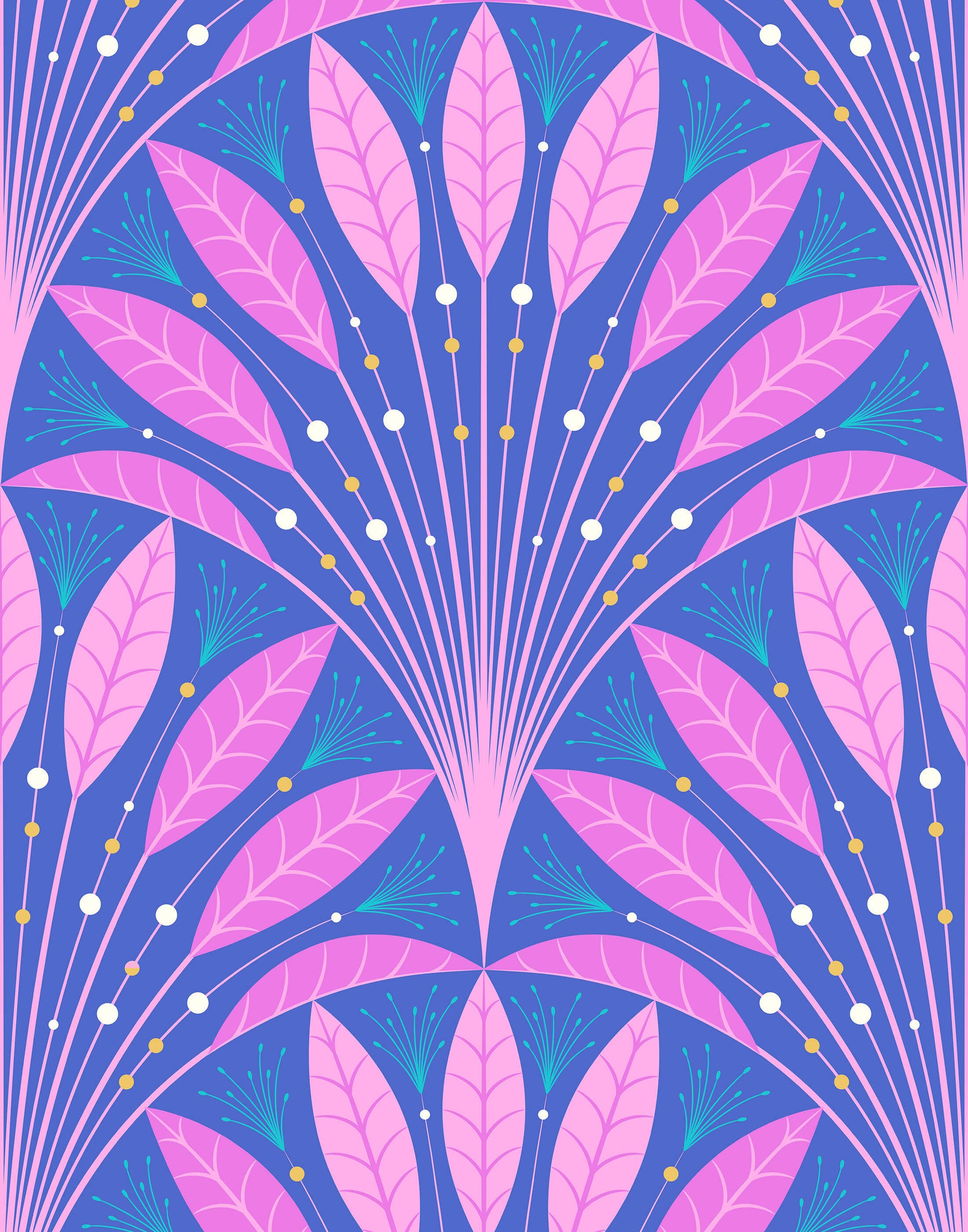 Frond Art Deco Wallpaper in Rich Jewel Tones