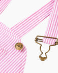 Fuchsia Seersucker Dungarees
