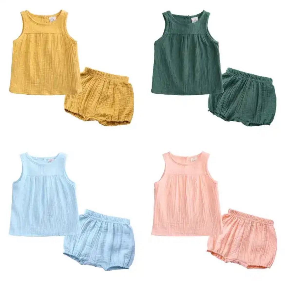 Premium Girls Sleeveless Bloomer Set - 100% Cotton Comfort for Warm Weather, Sizes 6M-7Y by Flossie & George at brixbailey.com