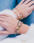 Athena Gem Beaded Adjustable Slider Bracelet Apatite