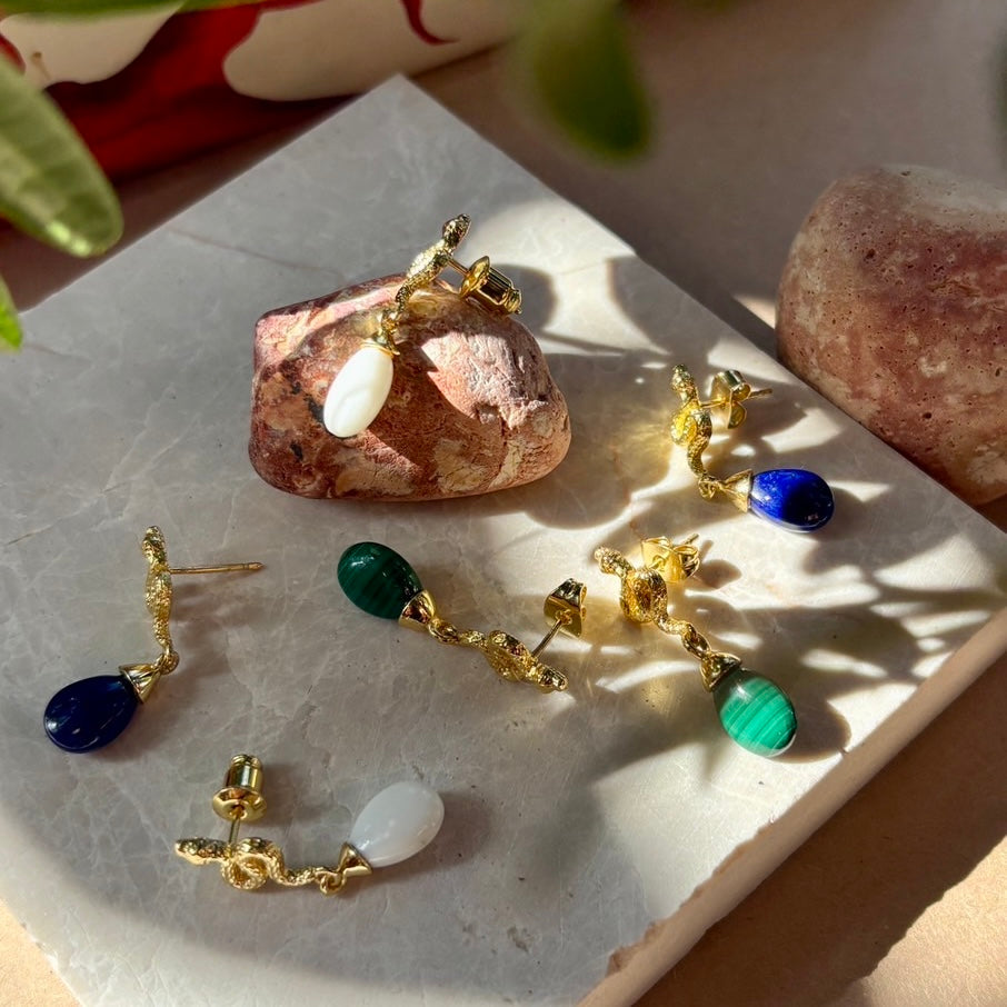 Medusa Small White Agate Drop Earrings