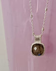 Tetra Square Gemstone Pendant: Silver Labradorite