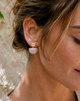 Athena Halfmoon Gemstone Earrings: Peach Moonstone