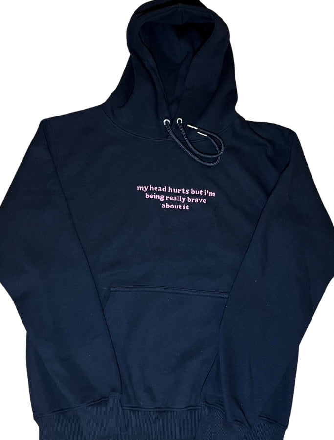My Head Hurts Adult Hoodie, Premium Comfortable and Stylish Unisex Pullover for Everyday Wear by Flossie & George at brixbailey.com