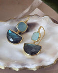 Charis Halfmoon Double Gemstone Earrings Pariba Onyx & Labradorite