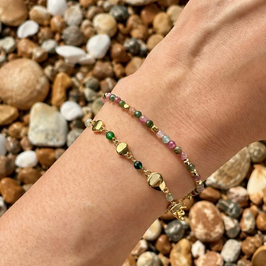 Sofia Nugget Bracelet  Green Hydro, Green Jade, Prehnite &amp; Green Aventurine