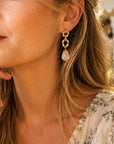 Moirai Double Twisted Loops Earrings Rose Quartz