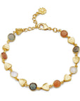 Gold Sara Mixed Gemstone Bracelet: Peach Moonstone, Labradorite & Moonstone