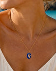 Medusa Gemstone and Snake Motif Pendant: Lapis