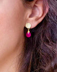 Classic Athena Kate Drop Earrings: Fuchsia Onyx