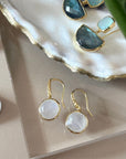 Charis Round Gemstone Earrings Moonstone