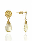 Athena Kate Large Drop Earrings: Lemon Quartz