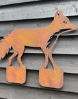 Rusty Metal Walking Fox Garden Decoration