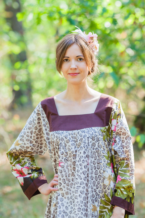 Light Brown Fire Maiden Style Caftan in Fun Leopard Pattern-0