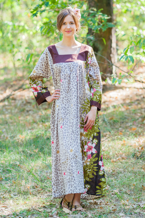 Light Brown Fire Maiden Style Caftan in Fun Leopard Pattern-1