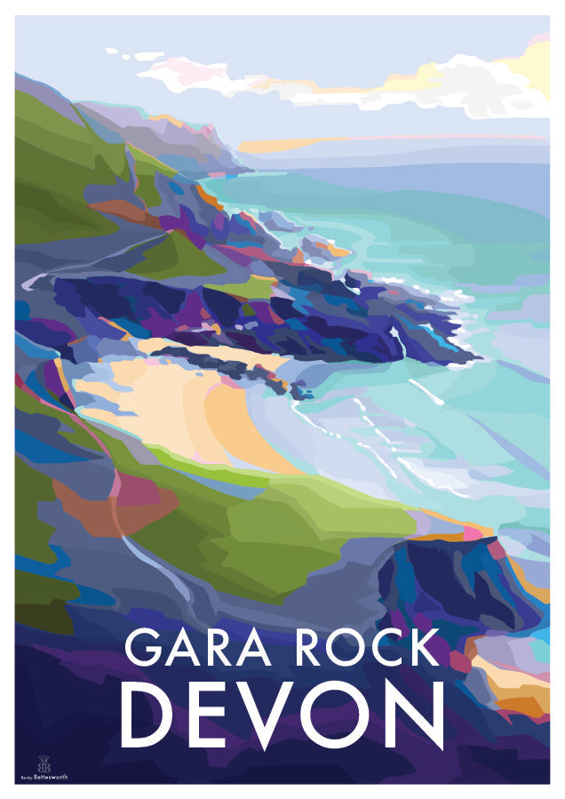 Gara Rock Devon Beach Travel Poster