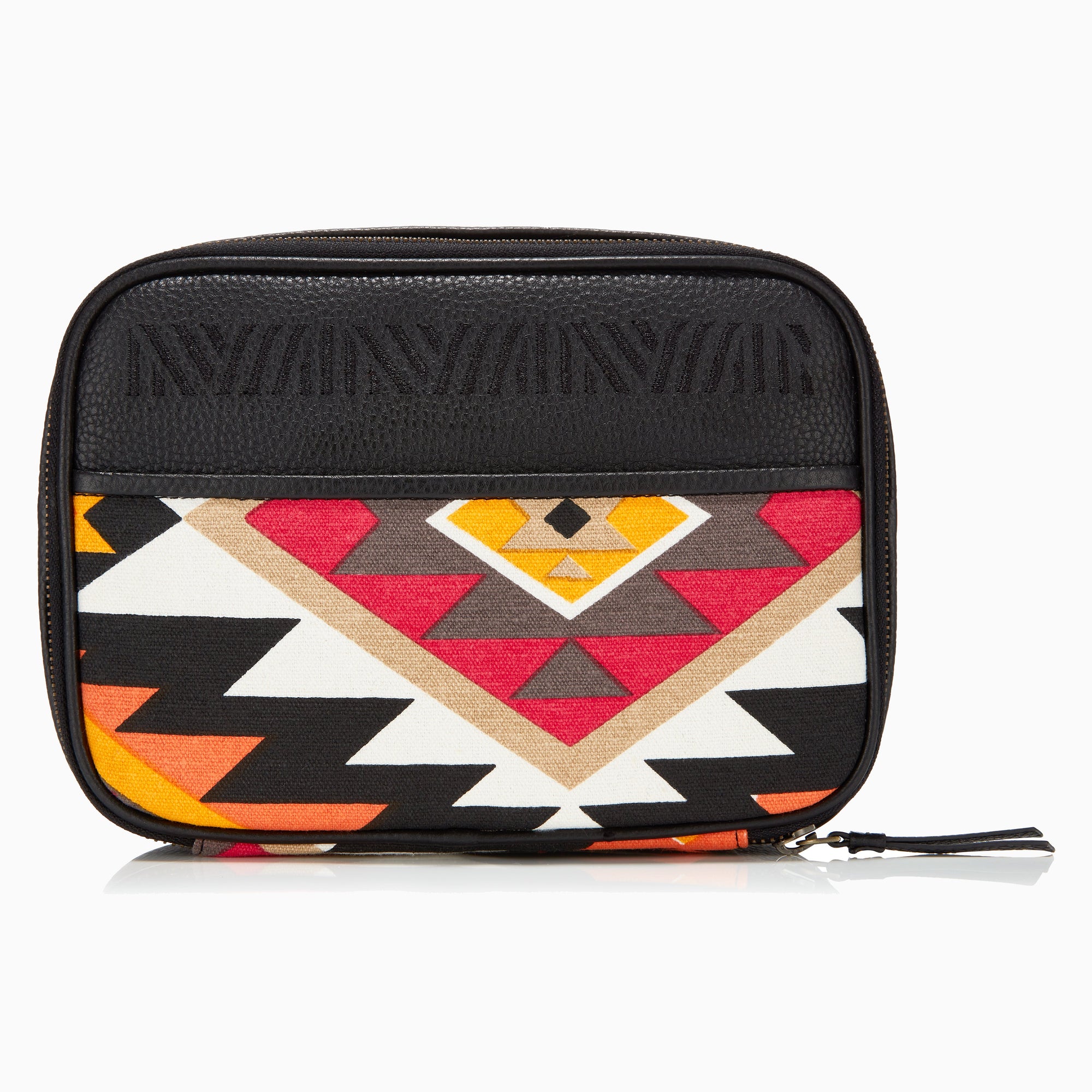 Gaucho Aztec Zip Around Toiletry Wash Bag, Black/ Multicolour Canvas