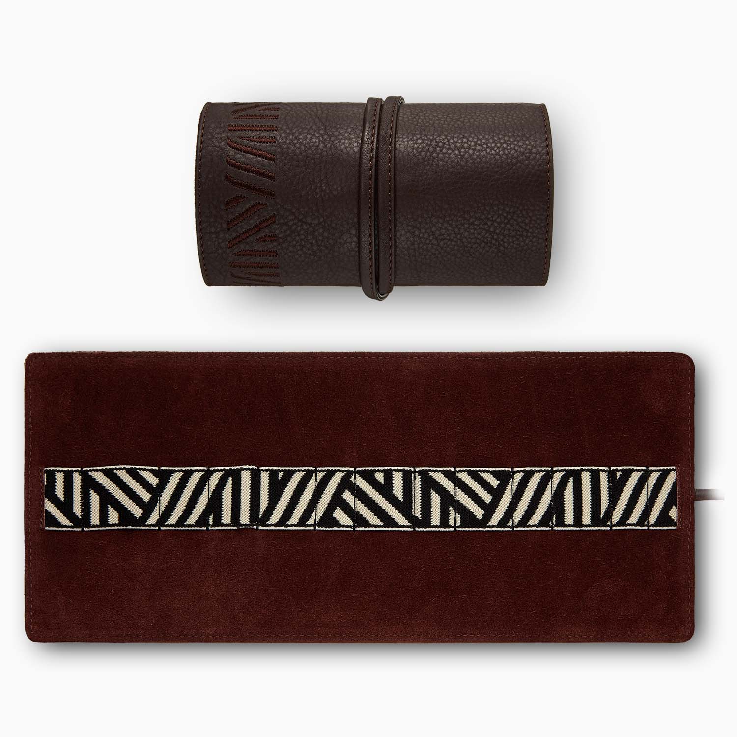 Premium leather cheese and wine organizer set with brass knives, corkscrew, and bottle stopper, luxury gift box by MANTIDY at brixbailey.com