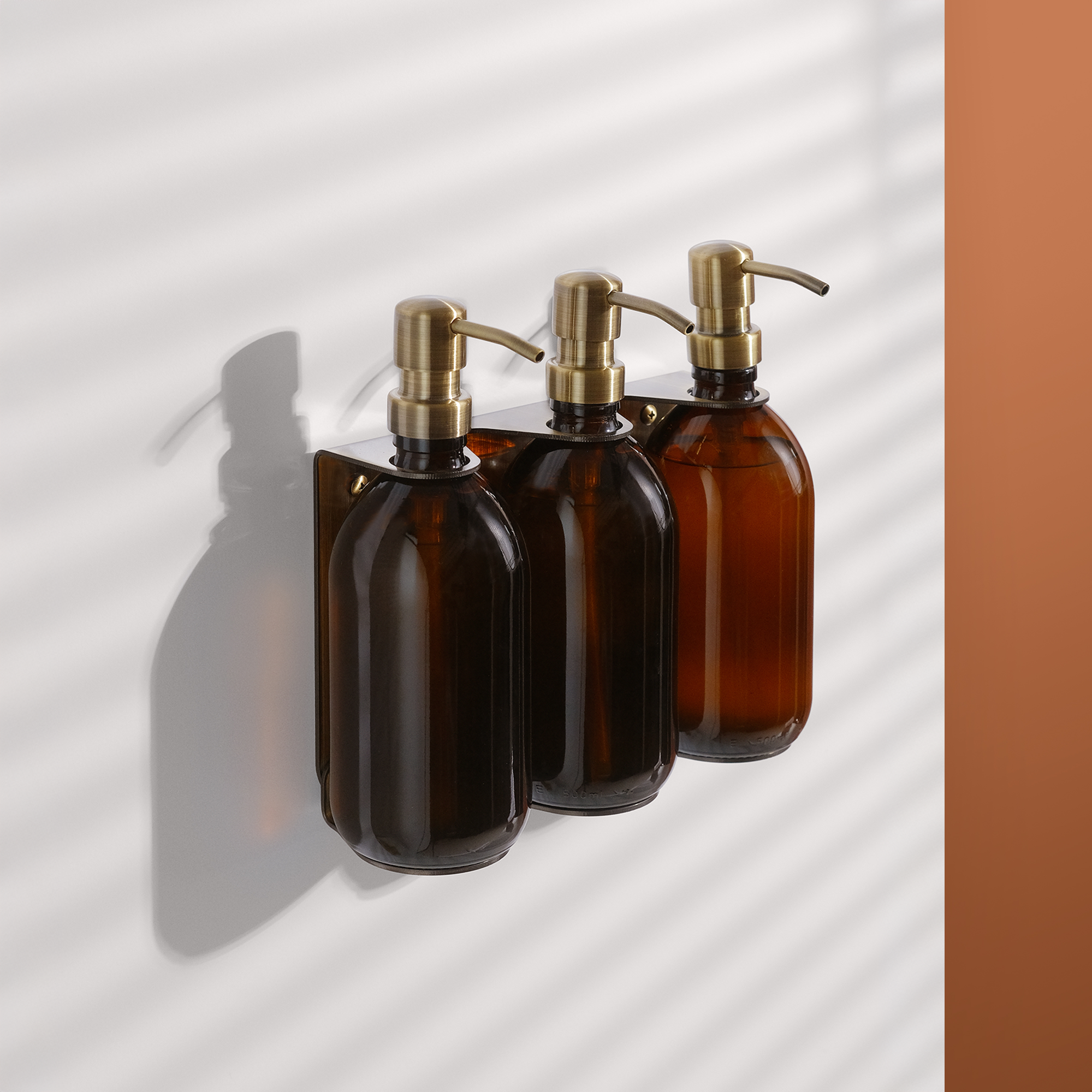 Gold Triple Wall Mounted Soap Dispenser-0