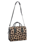 NEW Leopard Print Hair on Hide Leather Top Handle Bag