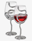 Stemmed Snake Wine Glass | Set of 2 | 19oz Spooky Reptile Glasses 10" H, Goth Gifts, Skeleton Gifts, Skeleton Decor, Spooky Wine Gift Set, Perfect for Themed Parties (Silver)-0