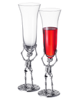 Stemmed Skeleton Champagne Flute Glass | Set of 2 | 7.5oz Halloween Skeleton Glasses 10" H, Goth Gifts, Skeleton Gifts, Skeleton Decor, Spooky Wine Gift Set, Perfect for Halloween Themed Parties-0