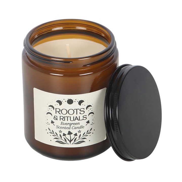 Roots &amp; Rituals Evergreen Amber Glass Candle