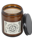 Green Witch White Sage Amber Glass Candle