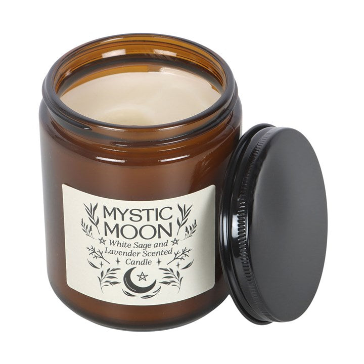 Mystic Moon Sage &amp; Lavender Amber Glass Candle