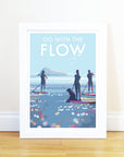 Go With The Flow Vintage Style Paddle Boarding Print