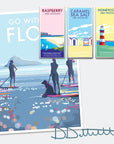 Go With The Flow Vintage Style Paddle Boarding Print