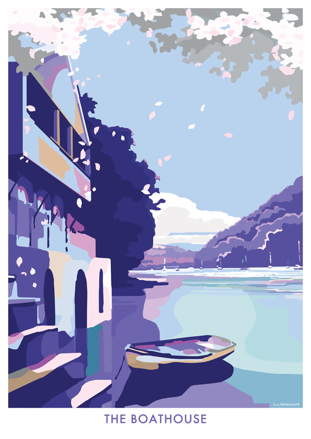 Vintage Boathouse Travel Poster