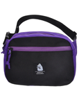 Retro Waist Bag in Black with Purple Detail